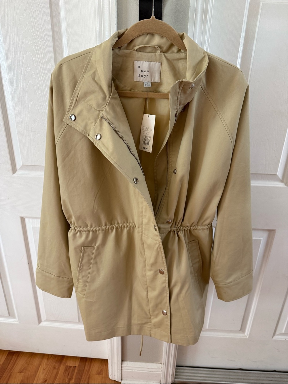a new day Light Tan Drawstring Trench Coat